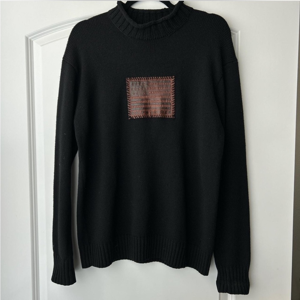 Polo Ralph Lauren Vintage Sweater with Leather US Flag Patch